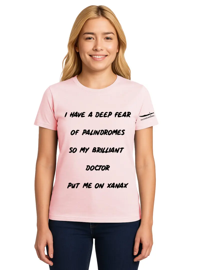 Pink t-shirt with humorous medical text about a sleep plan.
