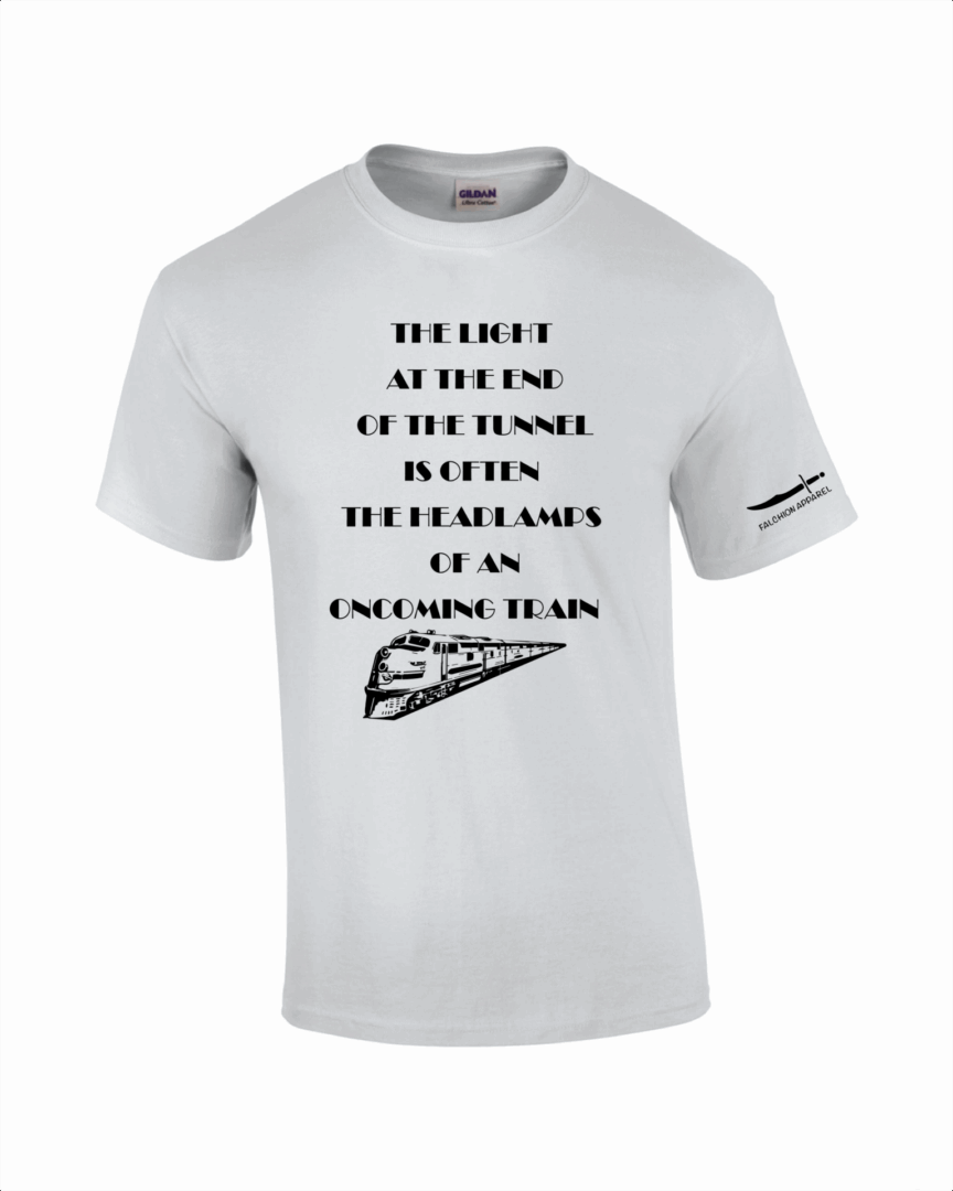 White Nike t-shirt with motivational text about strength and defense.